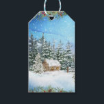 Étiquettes-cadeau Christmas Winter Wonderland<br><div class="desc">Ajoutez une merveilleuse terre d'hiver de Noël paisible à vos cadeaux avec ces étiquettes d'aquarelle festives. Une cabine enneigée est nichée dans les bois au milieu des arbres,  avec une végétation de vacances qui frise le sommet et le fond.</div>