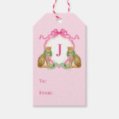 Étiquettes-cadeau Christmas Wreath Leopard Crest Monogram (Devant)