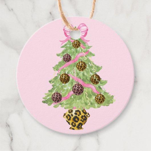 Étiquettes Cadeau Christmas Wreath Leopard Crest Monogram (Devant)