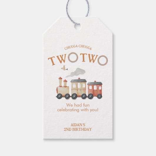 Étiquettes-cadeau Chugga Deux Train Deuxième Anniversaire (Devant)