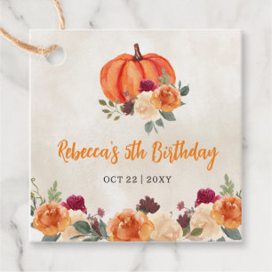 Étiquettes Cadeau Chute Burnt Orange Citrouille Patch Anniversaire