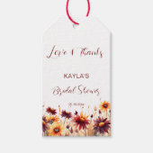 Étiquettes-cadeau Chute d'amour burgundy dahlias nuptiale douche fav (Devant)