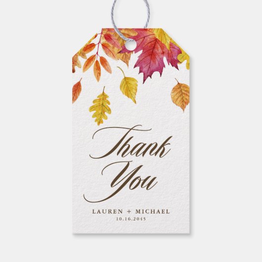 Étiquettes-cadeau Chute Feuille Garland Automne Mariage Merci (Dos)