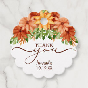 Étiquettes Cadeau Chute Floral Swag Douche Merci Favoriser Tags