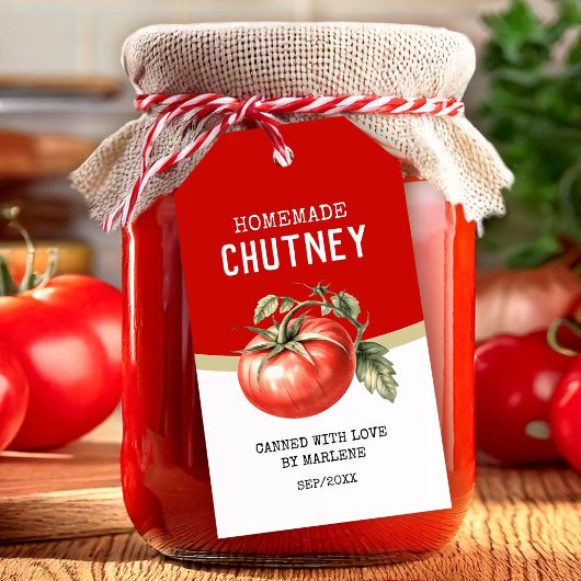 Étiquettes-cadeau Chutney de tomate fait maison avec tomate rouge