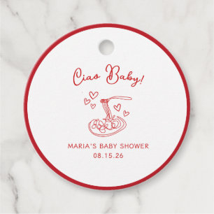 Étiquettes Cadeau Ciao Baby ! Baby shower de pâtes italiennes à la m