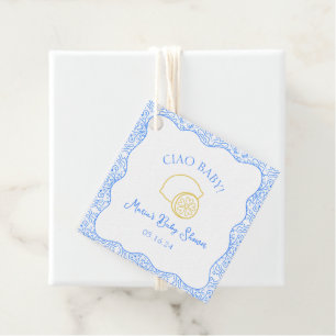 Étiquettes Cadeau Ciao Baby ! Baby shower italien citron bleu