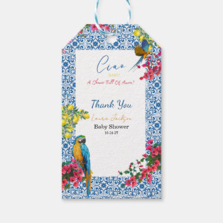 Étiquettes-cadeau Ciao Baby Carrelage Bleu Italien Citrons Baby Show