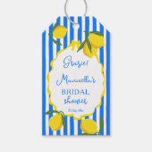 Étiquettes-cadeau Ciao bella bleu rayures citrons prime douche (Devant)