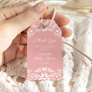 Étiquettes-cadeau Cielito Lindo Baby shower rose mexicain Merci