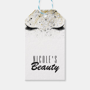 Étiquettes-cadeau Cils Beauté Noir Argent Doré Moderne Glamour
