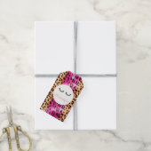 Étiquettes-cadeau Cils Noir Rose Crème Léopard  (Avec de la ficelle)