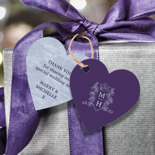 Étiquettes Cadeau Cimetière de coeur de monogramme mariage d'argent