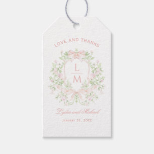 Étiquettes-cadeau Cimier doux avec vaches roses blanches Mariage m