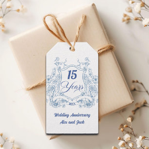 Étiquettes-cadeau Cimier Élégant Vintage 15e Anniversaire de Mariage