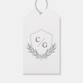 Étiquettes-cadeau Cimier monogramme avec Merci de couronne de laurie (Devant)