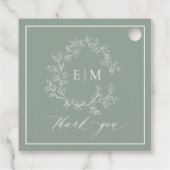 Étiquettes Cadeau Cimier vert de Sage moderne Monogramme Mariage Fav (Dos)
