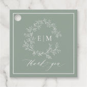Étiquettes Cadeau Cimier vert de Sage moderne Monogramme Mariage Fav (Devant)