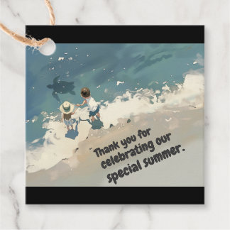 Étiquettes Cadeau Cinematic Summer Ocean Beach Kids Art Custom Gift