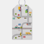 Étiquettes-cadeau Circulation urbaine gris mignon Fête d'anniversair (Dos)