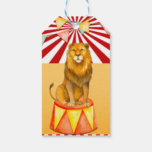 Étiquettes-cadeau Circus Elephant sur Ball & Lion Carnival Party (Dos)