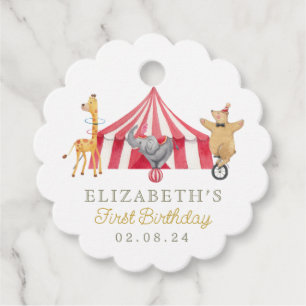 Étiquettes Cadeau Cirque Aquarelle Anniversaire animaux mignons