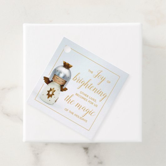 Étiquettes Cadeau Citation de Noël inspirante avec un ange et du tex (En situation)