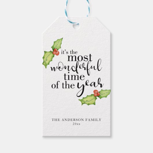 Étiquettes-cadeau Citation de Noël Plus Merveilleux temps (Devant)