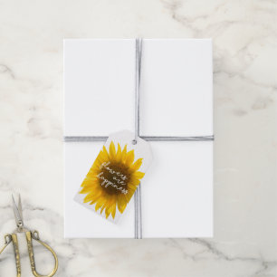 Étiquettes-cadeau Citation tournesol "les fleurs sont le bonheur"