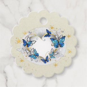Étiquettes Cadeau Citation Transformée Cœur et Papillons Bleus