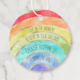 Étiquettes Cadeau Citations Inspirational Rainbow personnalisées