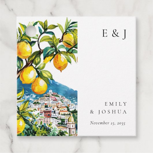 Étiquettes Cadeau Citron Citrus Côte Amalfi Mariage italien (Devant)