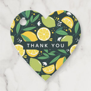 Étiquettes Cadeau Citron et Limon Motif de fruits en vert et jaune
