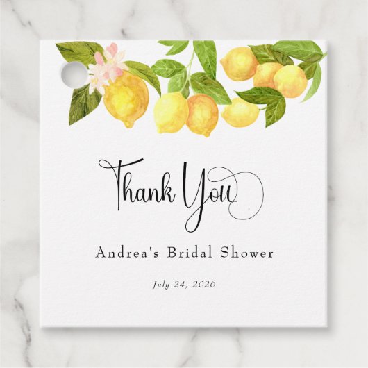 Étiquettes Cadeau Citron et verdure | Remerciements de Baby Shower d (Devant)