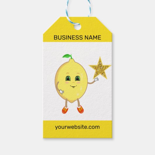 Étiquettes-cadeau Citron mignon avec logo de l'entreprise étoile (Devant)