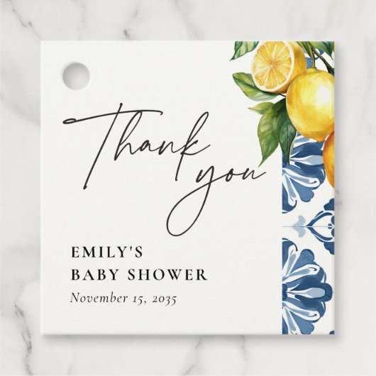 Étiquettes Cadeau Citron Positano Baby shower italien (Devant)