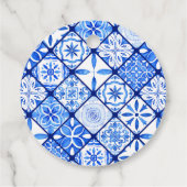 Étiquettes Cadeau Citrons Carreaux Bleus Italiens Baptême de Mariée (Dos)