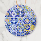 Étiquettes Cadeau Citrons Citrus Carreaux Bleus Italien Merci Script (Dos)