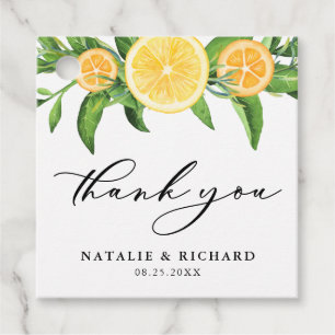Étiquettes Cadeau Citrons et oranges Mariage d'été Merci