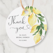 Étiquettes Cadeau Citrons et verdure Fête des mariées chic Merci (Devant)