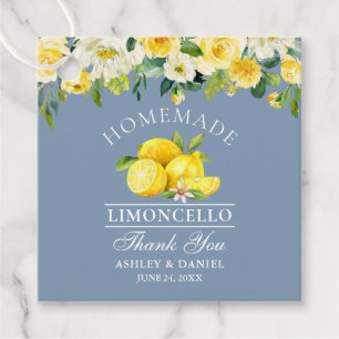Étiquettes Cadeau Citrons floraux Dusty Blue Limoncello Mariage