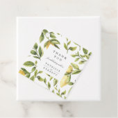 Étiquettes Cadeau Citrons jaunes et feuillage chic Merci mariage (En situation)