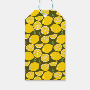Étiquettes-cadeau Citrons jaunes et motif vert olive : Citrus modern