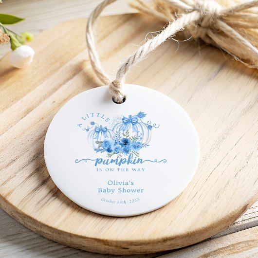 Étiquettes Cadeau Citrouille Aquarelle Bow bébé garçon douche Merci