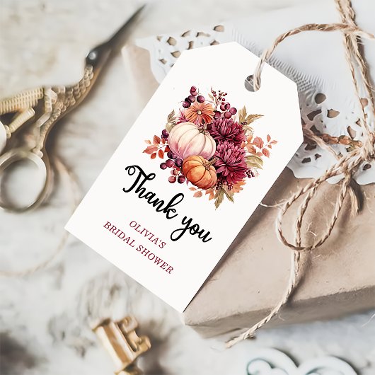 Étiquettes-cadeau Citrouille Automne Fête des mariées Favoriser Merc