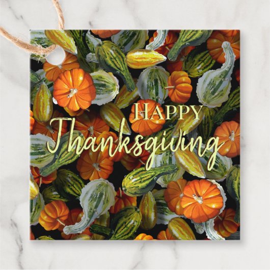 Étiquettes Cadeau Citrouille, Balise cadeau de récolte d'automne Squ (Devant)