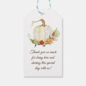 Étiquettes-cadeau Citrouille blanc de couronne de fleurs automne Fêt (Dos)