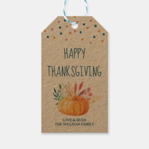 Étiquettes-cadeau Citrouille bon thanksgiving orange