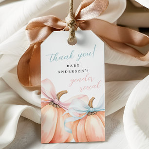 Étiquettes-cadeau Citrouille Bow Rose Bleu Révélation de genre