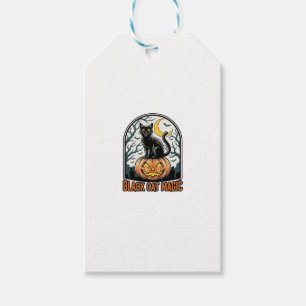 Étiquettes-cadeau Citrouille Chat Noir Gravure Halloween Vintage_1
